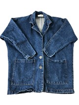 Learsi Denim Blue Jean Blazer Mens M L Vintage Chest 59&quot; Retro Boho Jacket Coat - £47.56 GBP