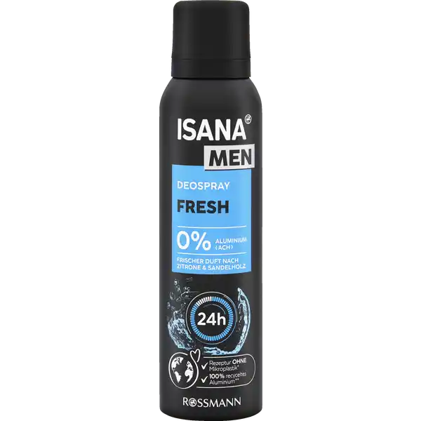 ISANA Men deodorant spray: FRESH 0% Aluminum 150ml /5 fl oz -FREE SHIPPING