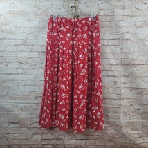 Vintage Worthington Women Skirt 8 Red Floral Midi Cottage Core Pleated B... - $25.05