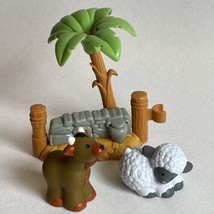 Fisher Price Little People CHRISTMAS NATIVITY Palm Tree Fence Sheep Goat... - $12.23