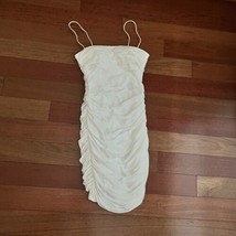 Kiss The Sky Mini Dress Ruched Ivory Bodycon Party Spaghetti Strap Size XS - $23.75