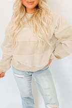 Oatmeal Colorblock Patchwork Long Sleeve Pullover Sweatshirt - £27.59 GBP