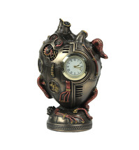 Bronze Finished Steampunk Human Heart Desk Clock 4.5 Inches High - £37.15 GBP