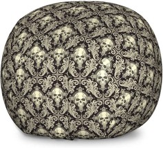 Lunarable Skull Storage Toy Bag Chair, Skulls with Floral, Cream Taupe Black - £52.13 GBP