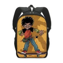 Afro Brown Boy Pattern Backpack Black Boy Lovely Children School Bag  Black  Boo - £115.57 GBP