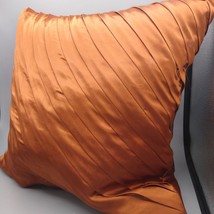 Vintage Bronze Ruche Throw Pillow, Smocked Satin Striped Cover, Rust Color Holly - £40.46 GBP