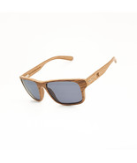 Curved wooden sunglasses with grey lenses, stylish and ergonomic design - $139.00