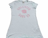 Hollister Womens Teal Blue Short Sleeve T-Shirt Small Logo Flower Embroi... - £5.56 GBP