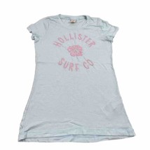 Hollister Womens Teal Blue Short Sleeve T-Shirt Small Logo Flower Embroidered - £5.53 GBP