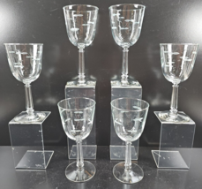 (6) Libbey 3002-1 Water Goblets Set Vintage Clear Floral Etched Stemware MCM Lot - £62.06 GBP
