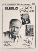 1925 Print Ad Silent Movie Director,Producer,Actor Herbert Brenon Paramount - £18.22 GBP