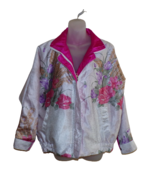 Vintage 80&#39;s Hanarum Satin Bomber Jacket Reversible Hot Pink/Floral One ... - £19.79 GBP