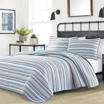 King size 3 Piece Nautical Anchor Blue White Grey Cotton Reversible Quilt Set - $207.80