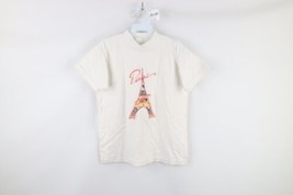 Vtg 90s Streetwear Womens Small Distressed Paris Eiffel Tower Spell Out T-Shirt - £27.65 GBP