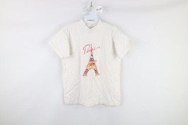 Vtg 90s Streetwear Womens Small Distressed Paris Eiffel Tower Spell Out T-Shirt - £27.33 GBP