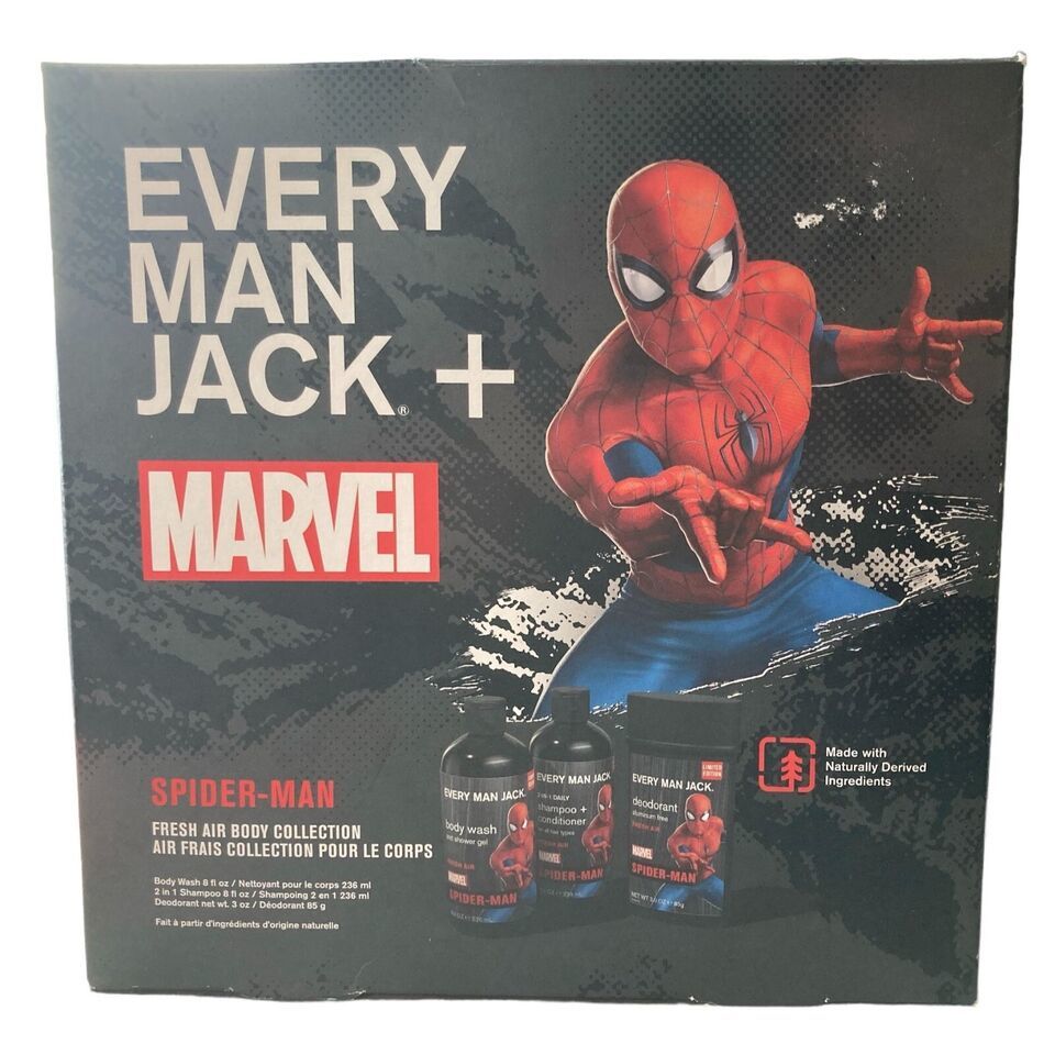 Every Man Jack Marvel Spider-Man Body Collection All Natural Deodorant Shampoo - £19.49 GBP