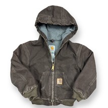 Carhartt YYJ159 Dark Brown Active Fleece Lined Zip Jacket Hoodie Youth Boys XS - £27.39 GBP