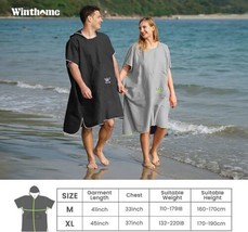 Winthome Surf Poncho Changing Towel Robe with Hood and Pocket, Microfiber Gray - £27.45 GBP