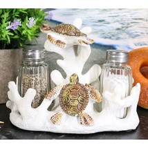 Ebros Nautical White Coral Reef With 2 Swimming Sea Turtles Salt And Pepper Shak - £37.87 GBP