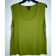 Mirasol Womens XL Green Rib Knit Sleeveless Top Scoop Neck Stretch Rayon... - $17.25