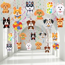 30 Pcs Dog Paw Prints Puppy Hanging Swirls Ceiling Streamers Decorations Dog Bir - £12.68 GBP