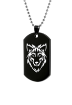 Nordic Wolf Head Dog Tag Necklace - £30.66 GBP