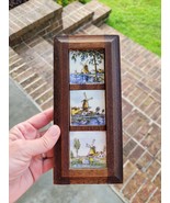 3 Framed Dutch Small Tile Plaque Windmills Amsterdam Vintage Wall Hangin... - $450.46 MXN