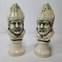 7&quot; Tall Ceramic Chess Man Piece Set of 2 White Green Bishop Office Home ... - £18.07 GBP