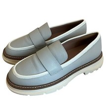 Linea Paolo Minka Loafers Light Grey Leather Classic Shoes Size 7 Women&#39;s - $48.38