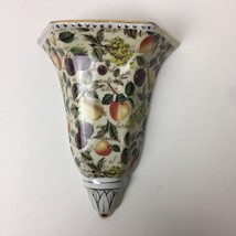 Formalities Baum Bros Eden Fruit Chintz Collection Ceramic Wall Pocket Vase Used - £11.74 GBP