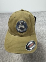 US Navy Hat Cap FlexFit Small/Medium Tan Military Unknown Insignia USN Ship - $24.74