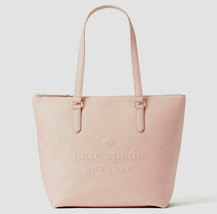Kate Spade Larchmont Ave Logo Penny Pink/Beige Leather Large Tote WKRU5619 FS - £103.18 GBP