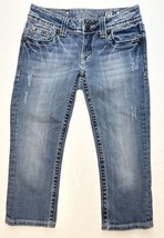 Miss Me Capri Jeans 25 Lowrise Denim Aztec Embroidery/Rhinestones/Studs Distress - £27.42 GBP