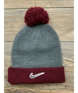 Nike ~ Texas Tech Knit Hat With Pom Pom&#39;s Winter 100% Acrylic 9&quot; Grey/Bu... - £14.88 GBP