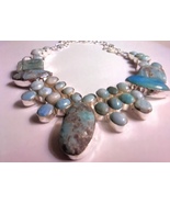 Stunning 925 Sterling Silver Larimar Necklace - £100.68 GBP