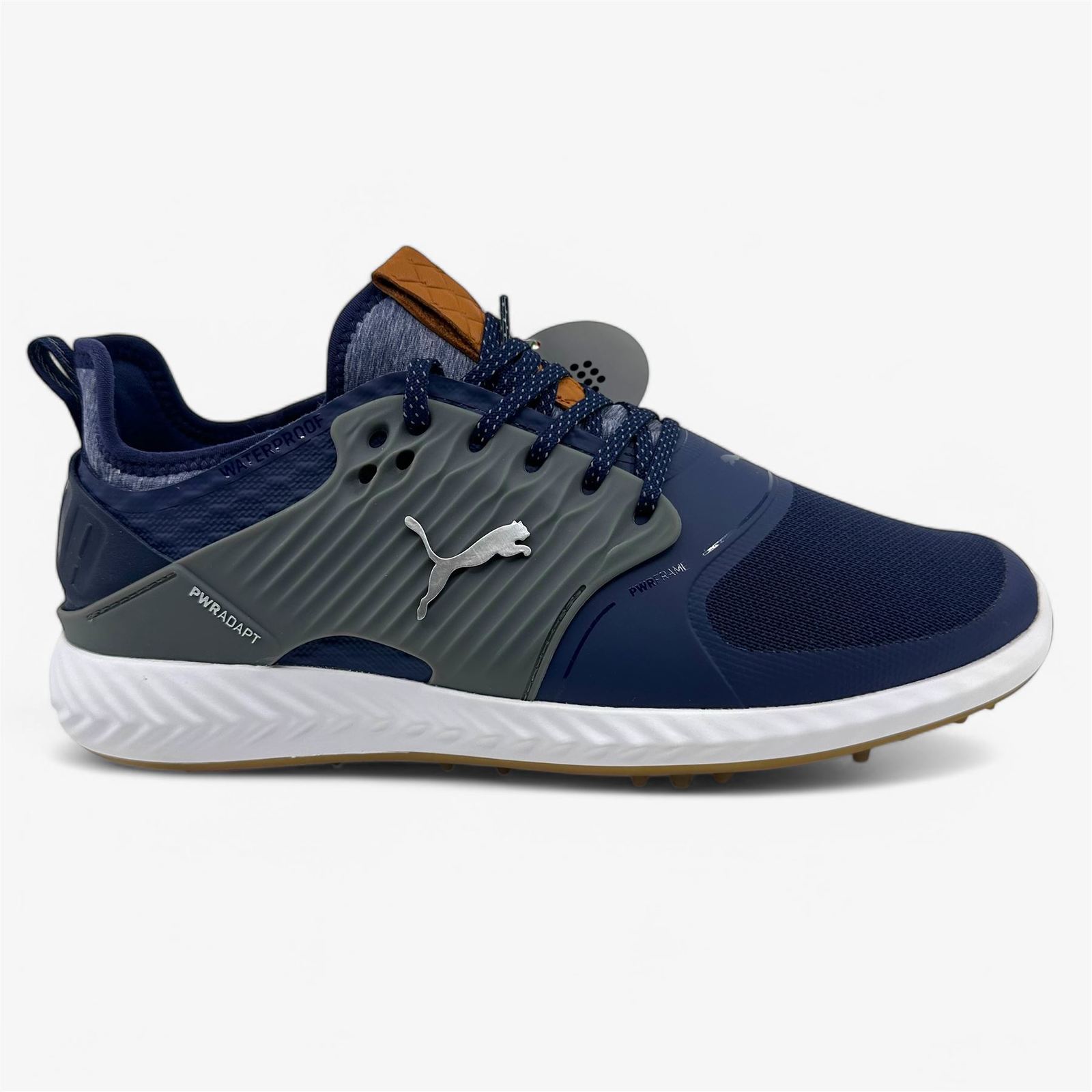PUMA Ignite Pwradapt Caged Peacoat Silver Shade Mens Wide Waterproof Gol... - $74.95