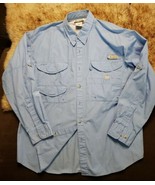 Columbia Mens PFG Vented Blue Long Sleeve Shirt Mens Large Fishing Hunting  - $41.03