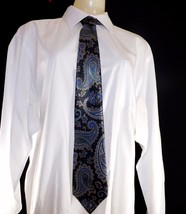 Designer Oleg Cassini Vintage Blue Paisley Tie 57&quot; Silk Blend Handsome - £3.92 GBP