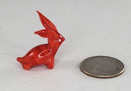 Vintage Blown Art Glass Rabbit Red Miniature Figurine - £17.29 GBP