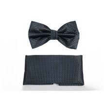 Men's Bow Tie Hankie J.Valintin Formal or Business #BT18 Charcoal Gray image 2