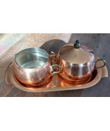 SOLID COPPER MADE IN KOREA CREAM &amp; SUGAR SET w TRAY - €9,81 EUR