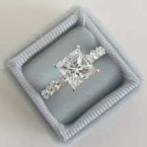 Solid 14k White Gold 2.20Ct Princess Cut Diamond Classic Engagement Ring Size 6 - £205.59 GBP
