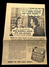 Maxwell House Coffee Vintage Prind Ad 40s Women Talking Kitchen Decor - $13.87