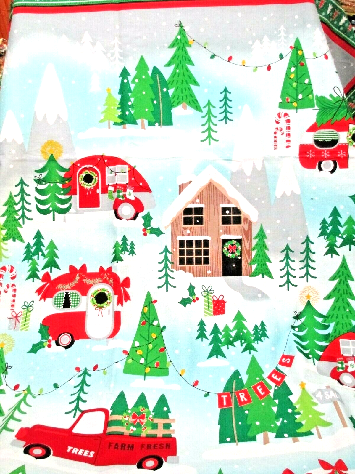 Primary image for Fabric Panel Benartex "Camp Joy" Camp Site at Winter Time w/4 Extra Pc $12.95