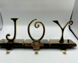Pottery Barn JOY Stocking Holder 3 pc Set Weighted Silver Tone Christmas... - $33.65