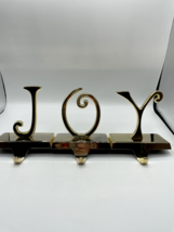 Pottery Barn JOY Stocking Holder 3 pc Set Weighted Silver Tone Christmas... - $33.65