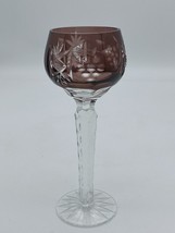 Vintage Cut To Clear Bohemian Czech Chocolate Crystal Goblet Wine Stem 5 3/4” - £31.96 GBP