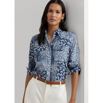 Lauren Ralph Lauren Patchwork Floral Voile Shirt size S, Blue | NEW $165 - $95.00