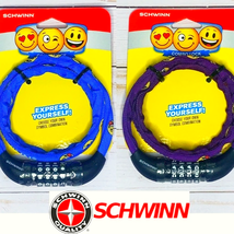 (2) BRAND NEW SCHWINN HAPPY EMOJI BIKE COMBO LOCK SET COMBINATION CABLE ... - £18.73 GBP