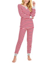 allbrand365 designer Womens Sleepwear Striped Waffle-Knit Pajama Set,Red,Large - £28.00 GBP